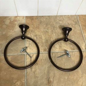 Two Towel Rings in Antique Brass